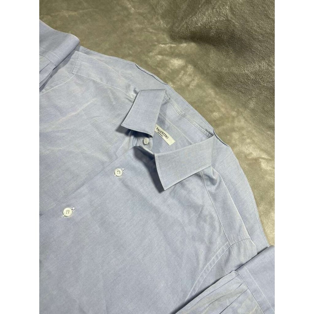 Valentino Button Down Shirt Men's Size 40 x 15 3/4 Blue Long Sleeves